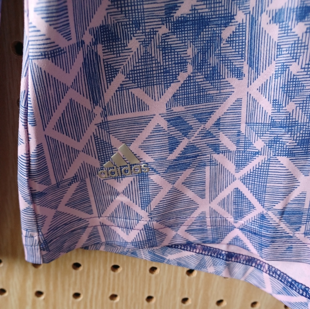 Adidas golf shirt pink and blue long-sleeved Medium - Picture 4 of 5
